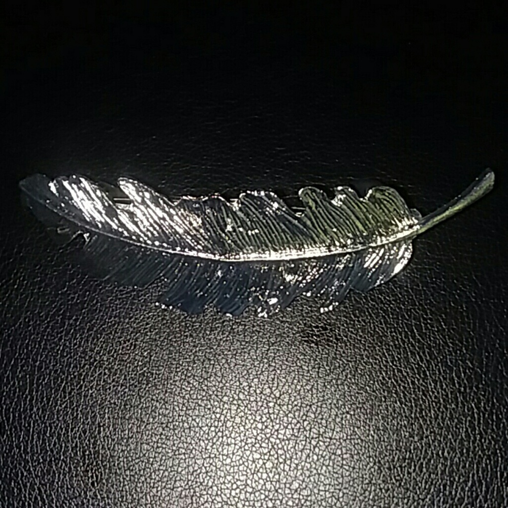 Silver leaf/feather hair clip barrett